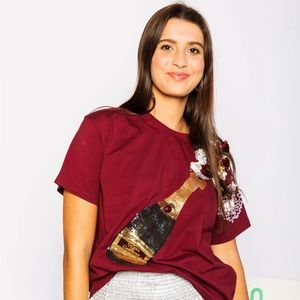 Queen of Sparkles Gold and Maroon Queen of Gameday Champagne Tee